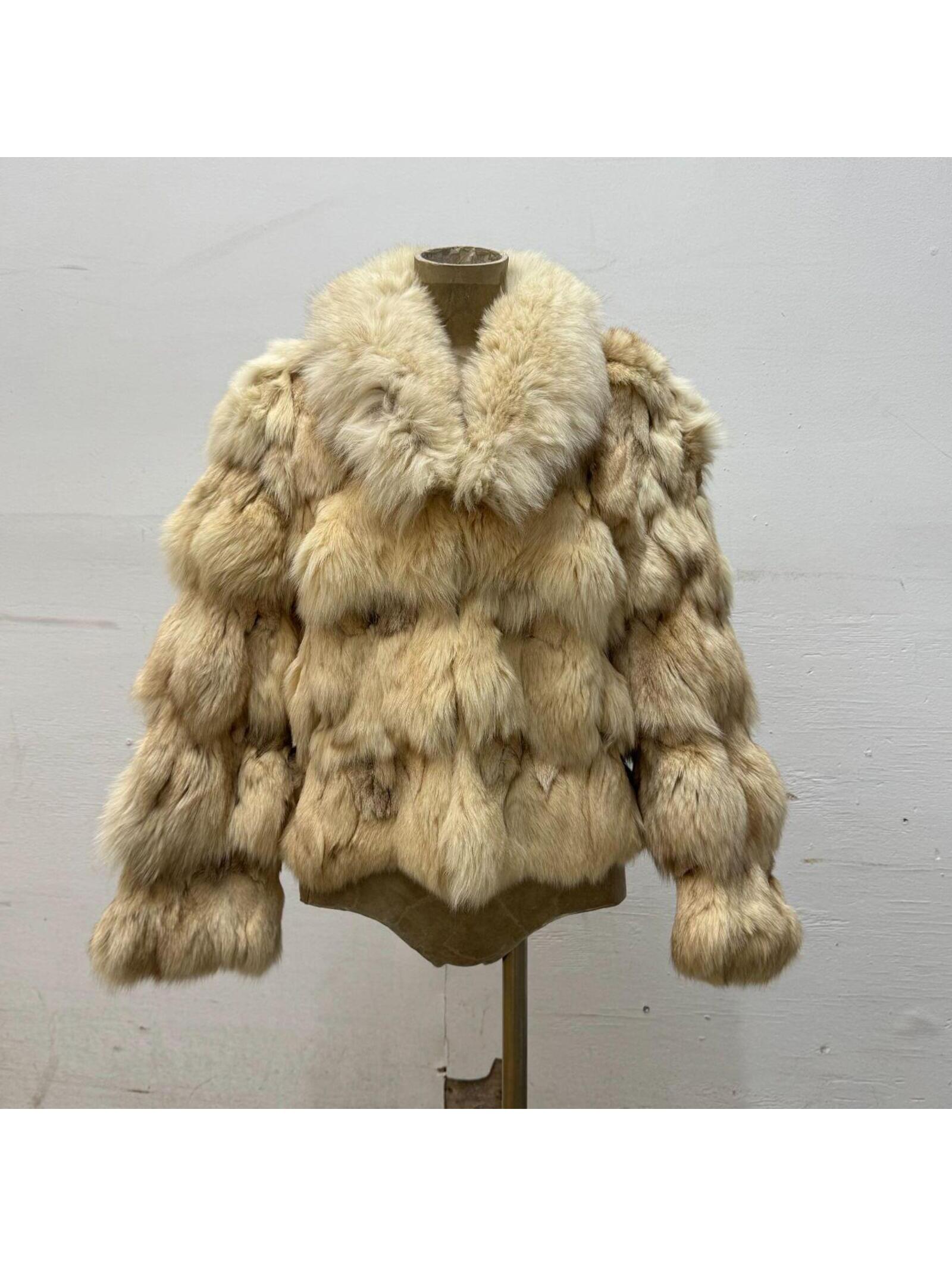 Y2k Vintage Champagne Fox Fur Tiered Statement Coat